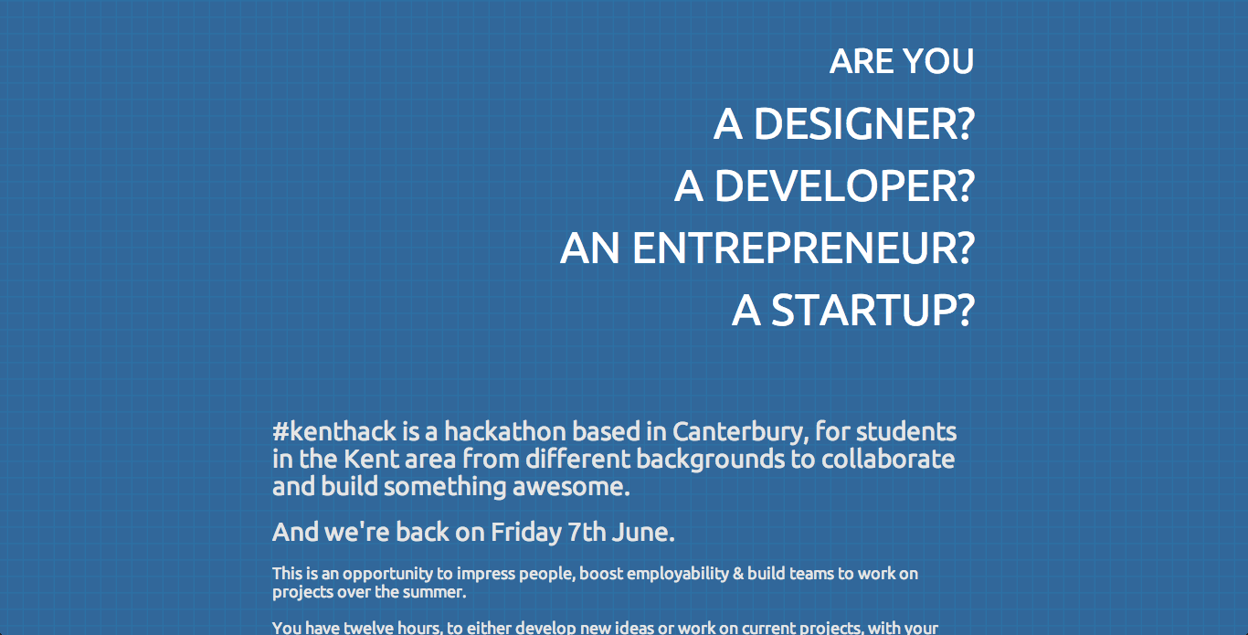 A preview of the website whilst building up to the event!